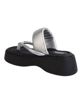 Silver Synthetic Leather Diamanté Block Heel Sandals (TC-RSHO7-SIL)