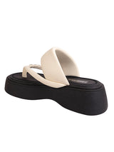White Synthetic Leather Diamanté Block Heel Sandals (TC-RSHO7-WHT)