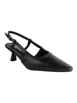 Black Synthetic Leather Solid Pointed Toe Kitten Heel Sandals (TC-RSHO9-BLK)