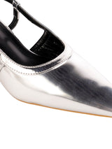 Silver Patent Leather Solid Pointed Toe Kitten Heel Sandals (TC-RSHO9-SIL)