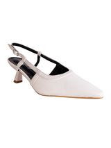 White Synthetic Leather Solid Pointed Toe Kitten Heel Sandals (TC-RSHO9-WHT)