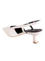White Synthetic Leather Solid Pointed Toe Kitten Heel Sandals (TC-RSHO9-WHT)