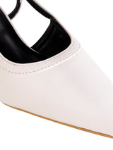 White Synthetic Leather Solid Pointed Toe Kitten Heel Sandals (TC-RSHO9-WHT)