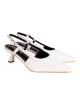 White Synthetic Leather Solid Pointed Toe Kitten Heel Sandals (TC-RSHO9-WHT)