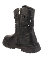 Black Synthetic Leather Winter Stylish Ankle Boots For Kids-Unisex (TC-RSXR379-BLK)