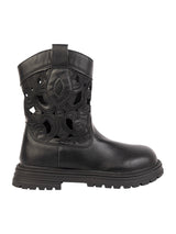 Black Synthetic Leather Winter Stylish Ankle Boots For Kids-Unisex (TC-RSXR379-BLK)