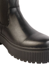 Black Synthetic Leather High-End-Fashion Stylish Ankle Boots (TC-RSZY301-BLK)