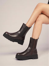 Brown Synthetic Leather Winter High-End Stylish Ankle Boots (TC-RSZY503-BRO)