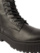 Black Synthetic Leather High-End-Fashion Stylish Ankle Boots (TC-RSZY507-BLK)