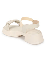 Cream PU Stylish Slip-On Block Sandals (TC-SM01-CRM)