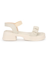 Cream PU Stylish Slip-On Block Sandals (TC-SM01-CRM)