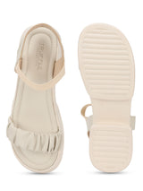 Cream PU Stylish Slip-On Block Sandals (TC-SM01-CRM)
