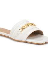 White Croc Patent Slip-On Flats (TC-ST-002-WHT)