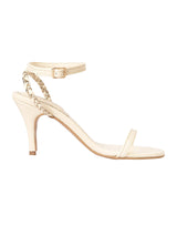 Cream Synthetic Leather Strappy Stiletto Sandals (TC-ST-1295-CRMGLD)