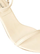 Cream Synthetic Leather Strappy Stiletto Sandals (TC-ST-1295-CRMGLD)