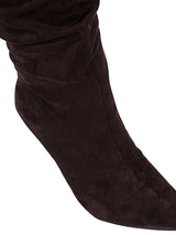 Brown Suede Gold Toned Metallic Stiletto Heel Long Boot (TC-T4995-BRO)