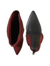 Burgundy Suede Pointed Toe Slouched Stiletto Heel Knee High Boot (TC-T5037-BUR)