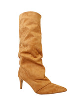 Camel Suede Pointed Toe Slouched Stiletto Heel Knee High Boot (TC-T5037-CAM)