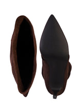 Coffee Suede Pointed Toe Slouched Stiletto Heel Knee High Boot (TC-T5037-COFF)