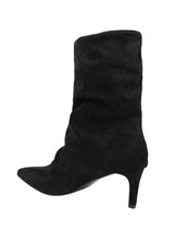 Black Suede Pointed Toe Slouched Stiletto Heel Ankle Boot (TC-T5039-BLK)