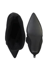 Black Suede Pointed Toe Slouched Stiletto Heel Ankle Boot (TC-T5039-BLK)