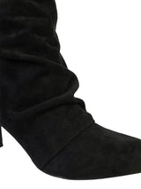 Black Suede Pointed Toe Slouched Stiletto Heel Ankle Boot (TC-T5039-BLK)