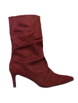 Burgundy Suede Pointed Toe Slouched Stiletto Heel Ankle Boot (TC-T5039-BUR)