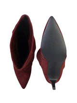 Burgundy Suede Pointed Toe Slouched Stiletto Heel Ankle Boot (TC-T5039-BUR)