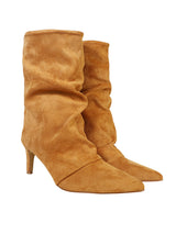 Camel Suede Pointed Toe Slouched Stiletto Heel Ankle Boot (TC-T5039-CAM)