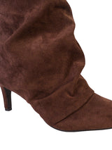 Coffee Suede Pointed Toe Slouched Stiletto Heel Ankle Boot (TC-T5039-COFF)