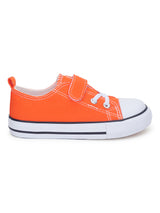 Orange Canvas Stylish Velcro Sneakers For Kids-Unisex (TC-VKCAN3-ORA)