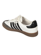 White Black Synthetic Leather Low Ankle Stylish Sneakers (TC-WOMENSAM1-WHTBLK)