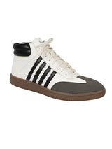 White Black Synthetic Leather High Ankle Stylish Sneakers (TC-WOMENSAMH1-WHTBLK)