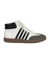 White Black Synthetic Leather High Ankle Stylish Sneakers (TC-WOMENSAMH1-WHTBLK)