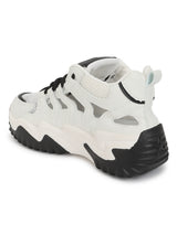 White Black PU Lace-Up Chunky Sneakers (TC-XB03-WHTBLK)