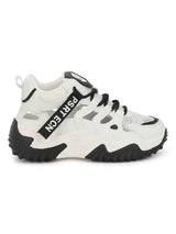 White Black PU Lace-Up Chunky Sneakers (TC-XB03-WHTBLK)