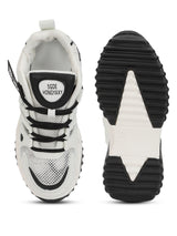 White Black PU Lace-Up Chunky Sneakers (TC-XB03-WHTBLK)