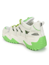 White Green PU Lace-Up Chunky Sneakers (TC-XB03-WHTGRN)