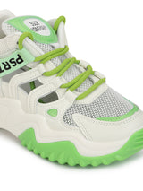 White Green PU Lace-Up Chunky Sneakers (TC-XB03-WHTGRN)