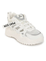 White Grey PU Lace-Up Chunky Sneakers (TC-XB03-WHTGRY)