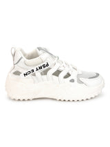 White Grey PU Lace-Up Chunky Sneakers (TC-XB03-WHTGRY)