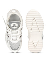 White Grey PU Lace-Up Chunky Sneakers (TC-XB03-WHTGRY)