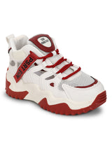 White Red PU Lace-Up Chunky Sneakers (TC-XB03-WHTRED)
