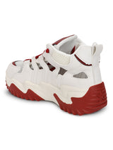 White Red PU Lace-Up Chunky Sneakers (TC-XB03-WHTRED)