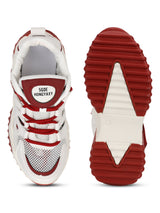 White Red PU Lace-Up Chunky Sneakers (TC-XB03-WHTRED)