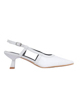 White Synthetic Leather Buckle Kitten Heel Sandals (TC-Y6615-1-WHT)