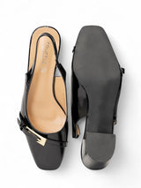 Black Patent Leather Block Heel Sandals (TC-Y7188-5-BLK)