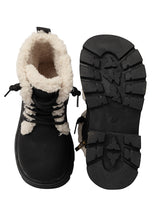 Black Synthetic Leather Zipper Boots For Kids-Unisex (TC-ZY1122-BLK)