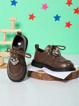 Brown Synthetic Leather Velcro Sneakers For Kids-Unisex (TC-ZY388-BRO)