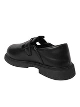 Black Synthetic Leather Velcro Loafers For Kids-Unisex (TC-ZY6510-BLK)